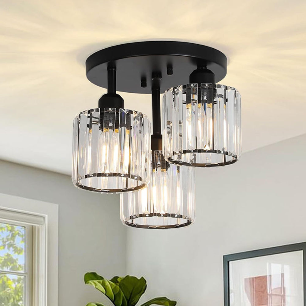 Modern Crystal Semi Flush Ceiling Light with E27 Sockets