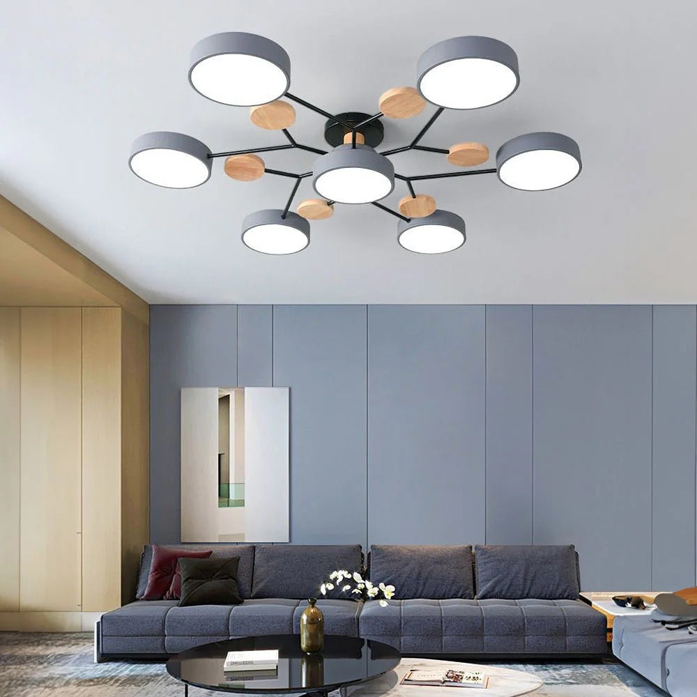 Modern Round LED Semi-Flush Ceiling Chandelier