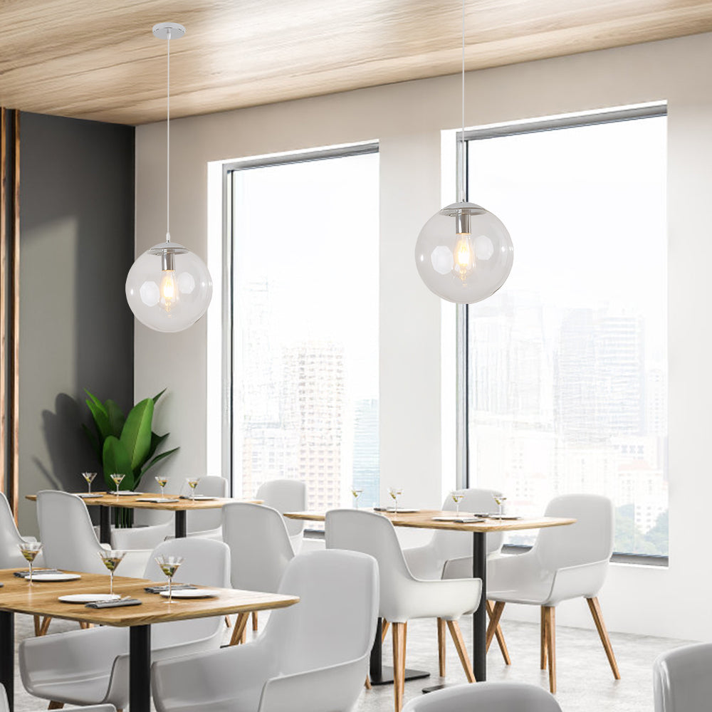 Nordic Round Glass Pendant Light for Kitchen Island and Living Room