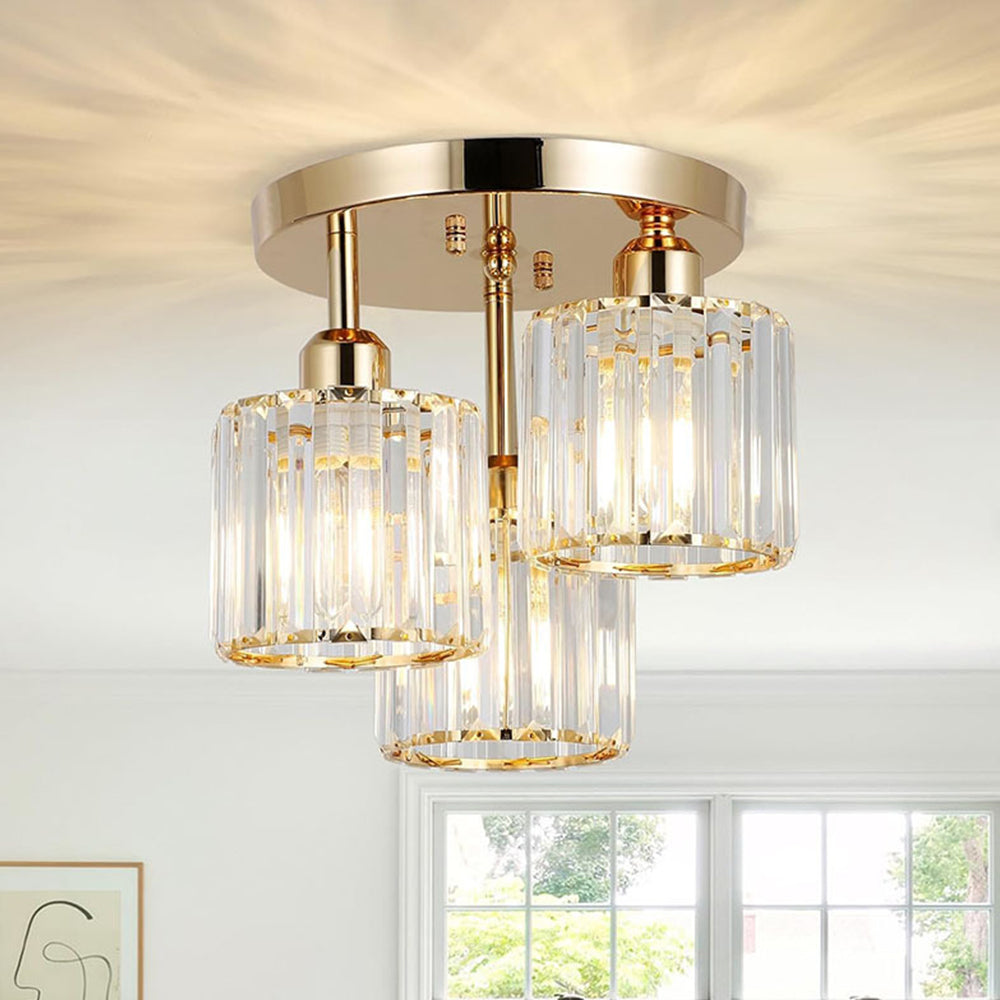 Modern Crystal Semi Flush Ceiling Light with E27 Sockets