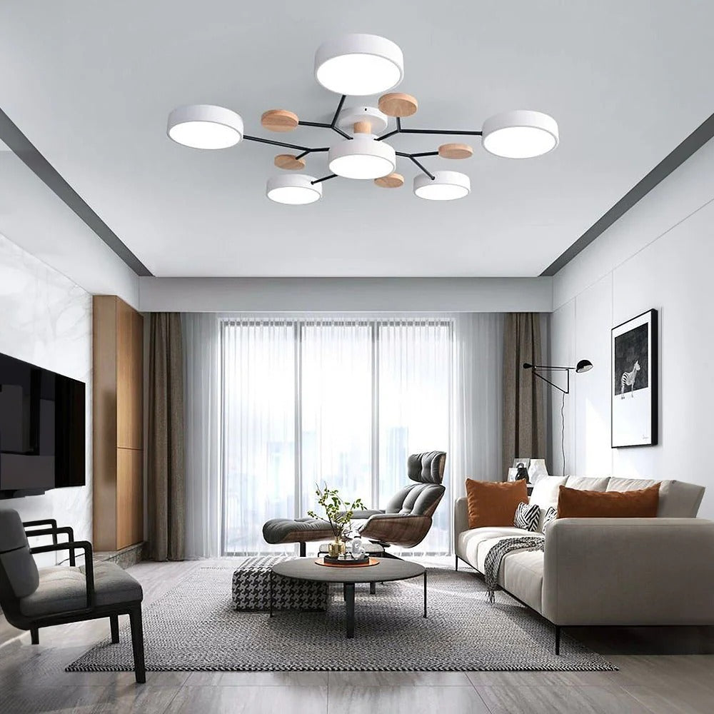 Modern Round LED Semi-Flush Ceiling Chandelier