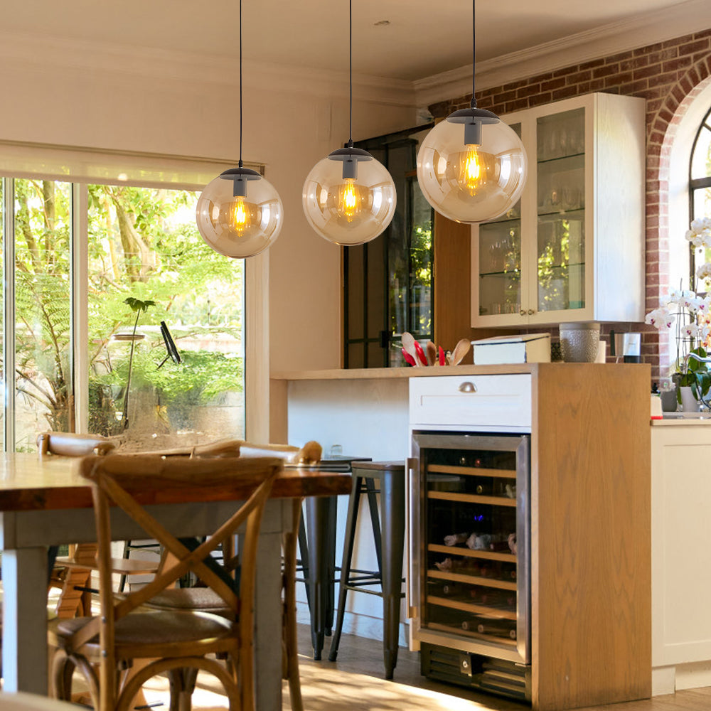 Nordic Round Glass Pendant Light for Kitchen Island and Living Room