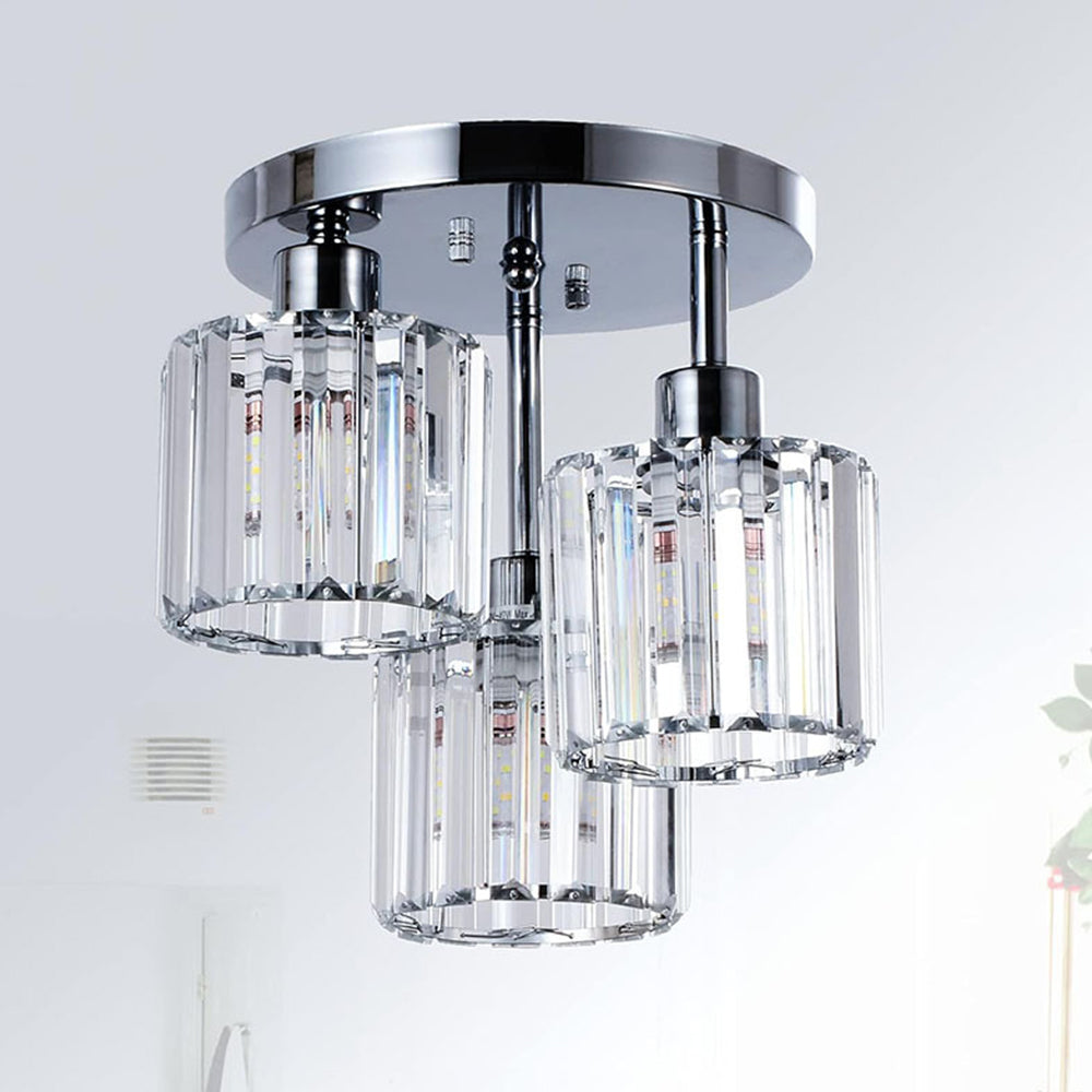 Modern Crystal Semi Flush Ceiling Light with E27 Sockets