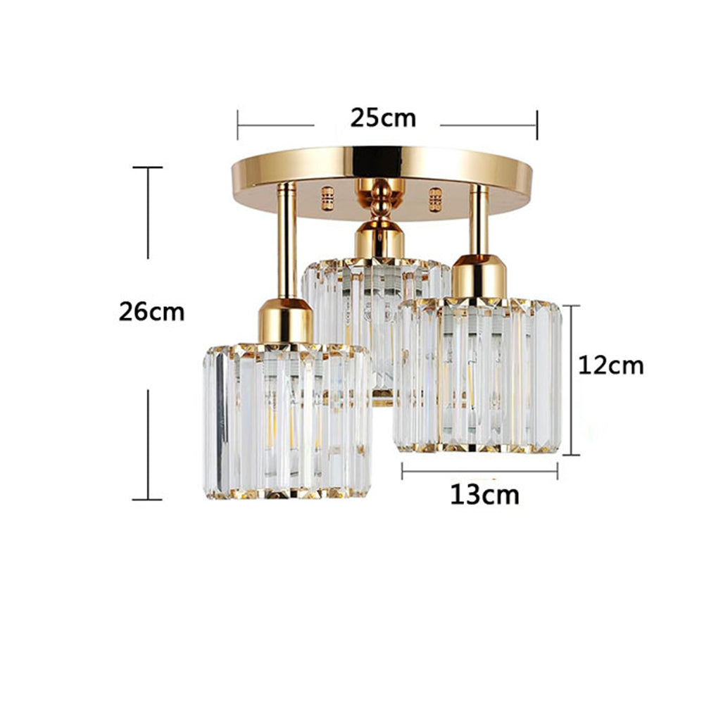 Modern Crystal Semi Flush Ceiling Light with E27 Sockets