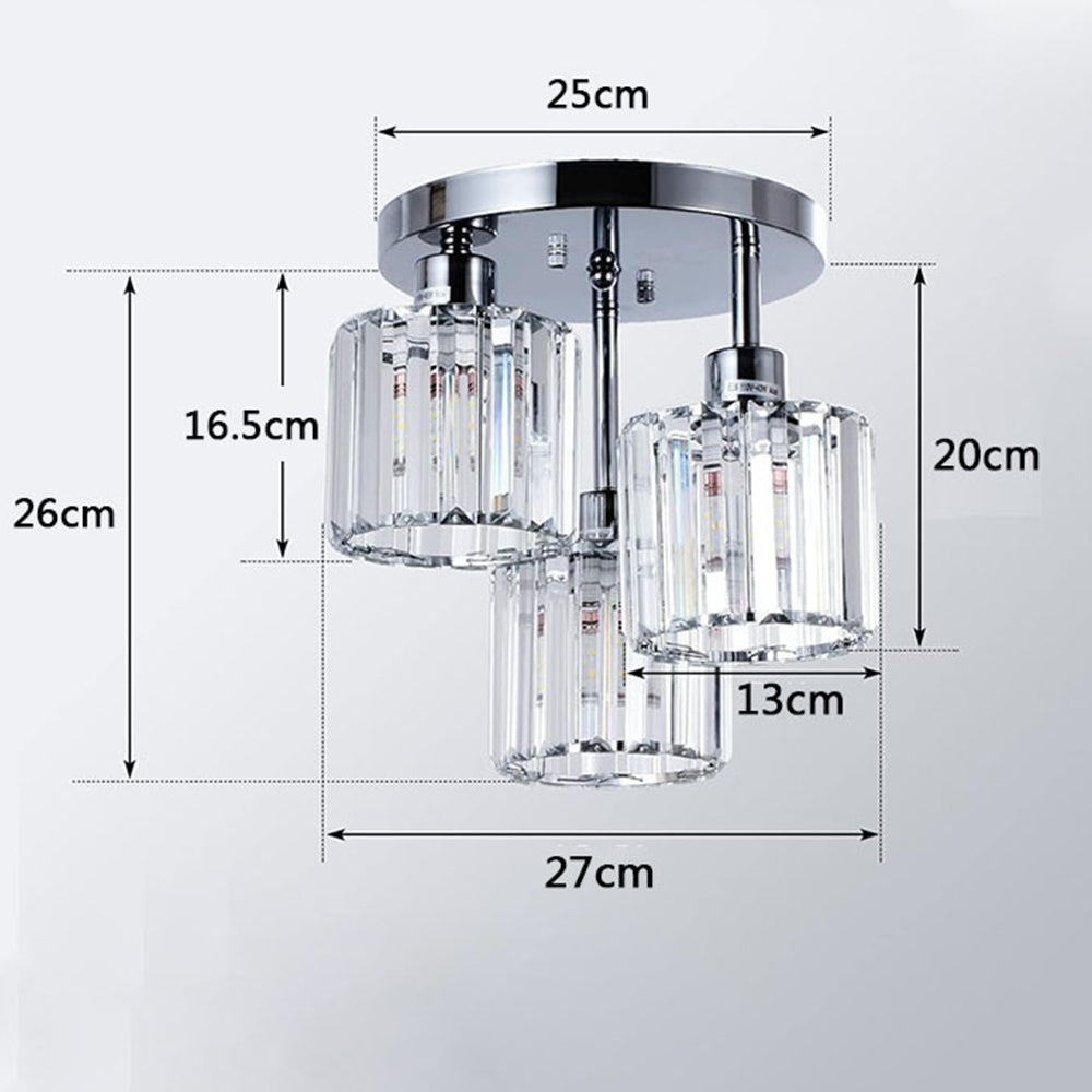 Modern Crystal Semi Flush Ceiling Light with E27 Sockets