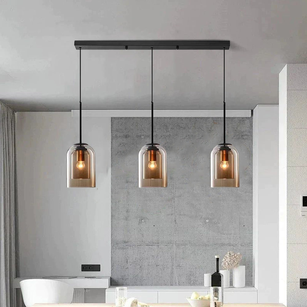 Modern Double Layer Glass Pendant Light for Dining Room and Kitchen