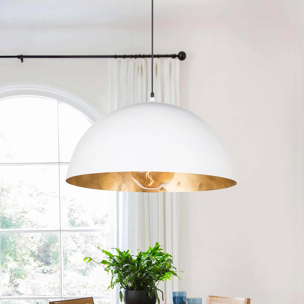 Oversized Dome Metal Pendant Light with Gold Interior