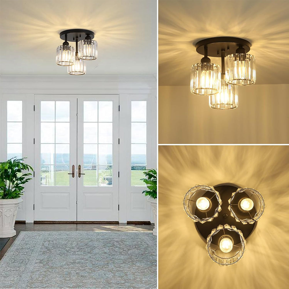 Modern Crystal Semi Flush Ceiling Light with E27 Sockets