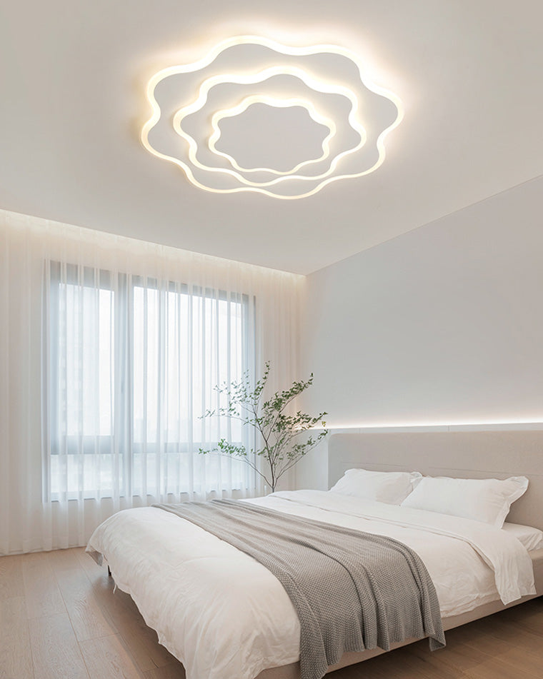 Large White Flower Ceiling Light with Remote Control