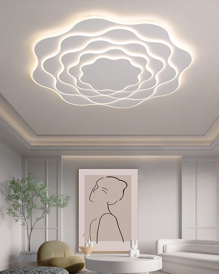 Large White Flower Ceiling Light with Remote Control