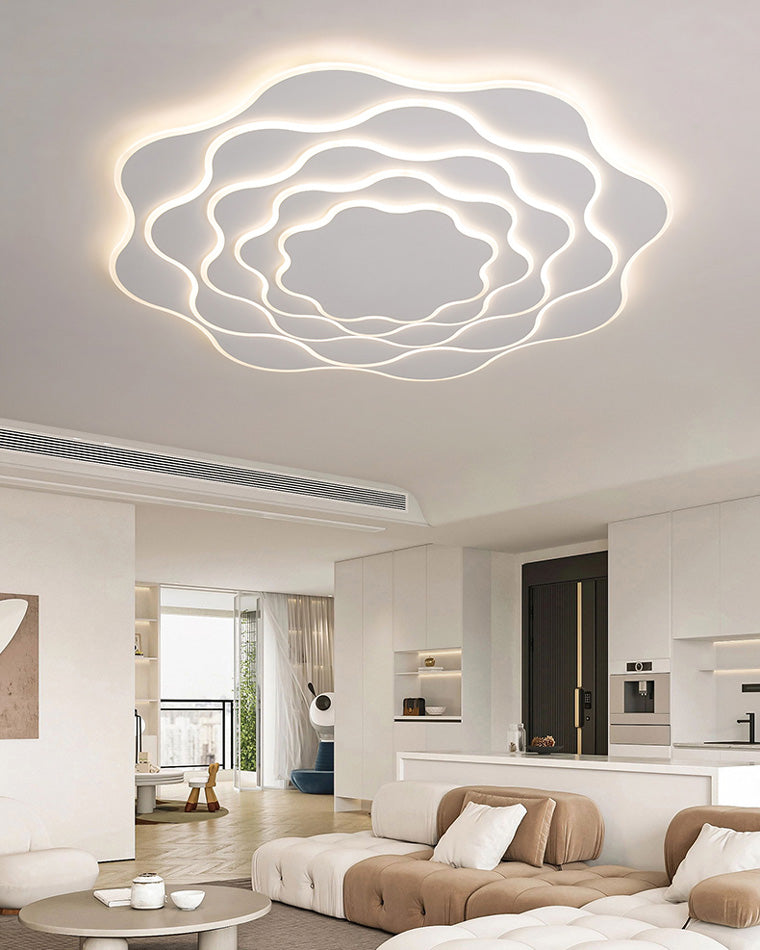 Large White Flower Ceiling Light with Remote Control