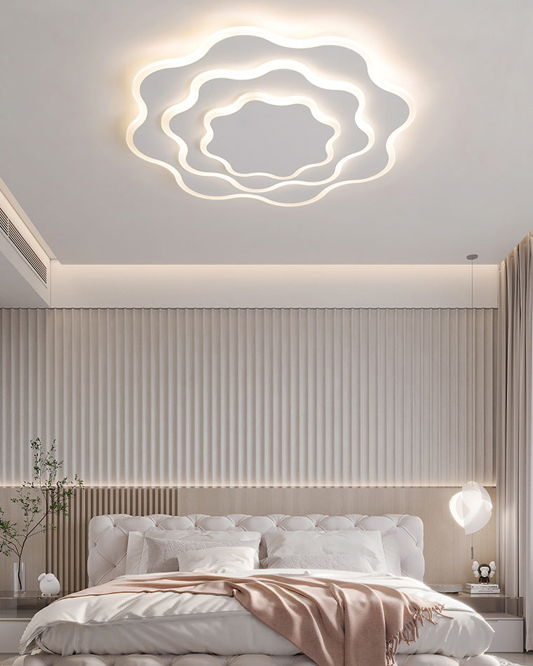 Large White Flower Ceiling Light with Remote Control