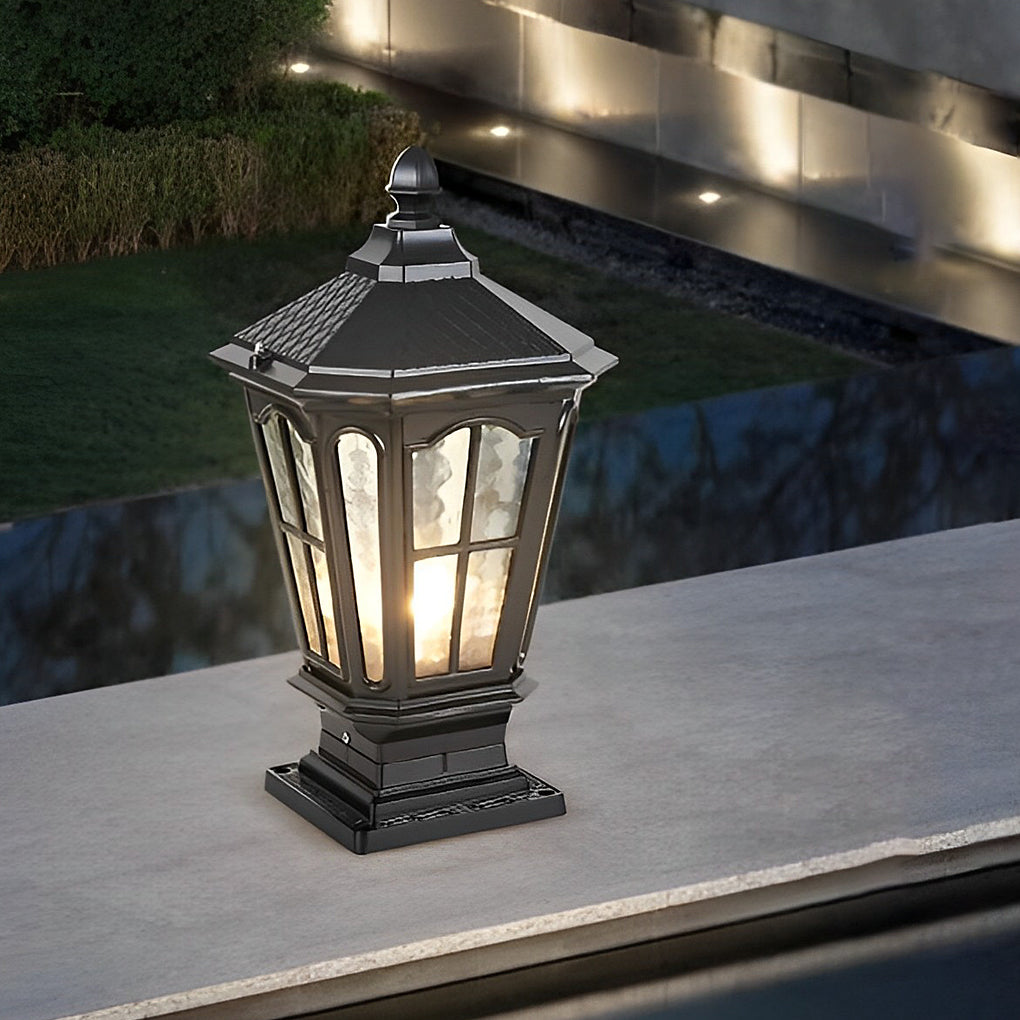 Retro Solar LED Fence Post Light Waterproof Dual Power