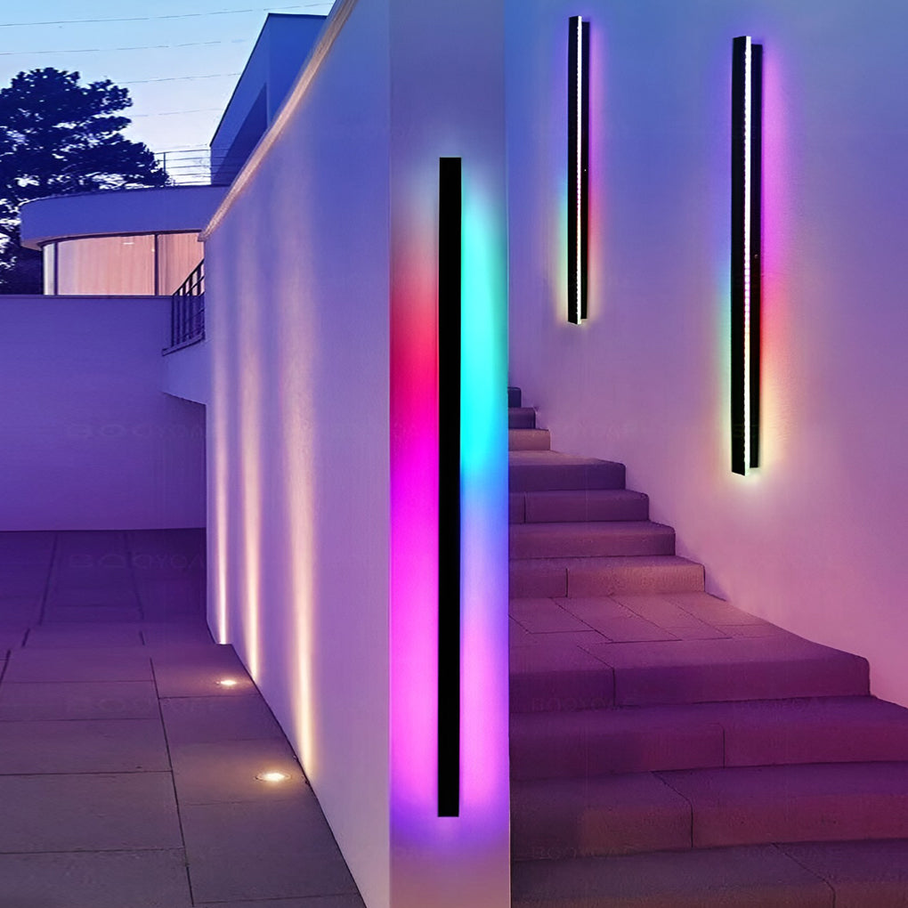 Modern Black LED Outdoor Wall Light Long Linear Waterproof Lighting