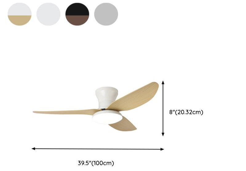 Flush Mount LED Ceiling Fan Light with Remote Control