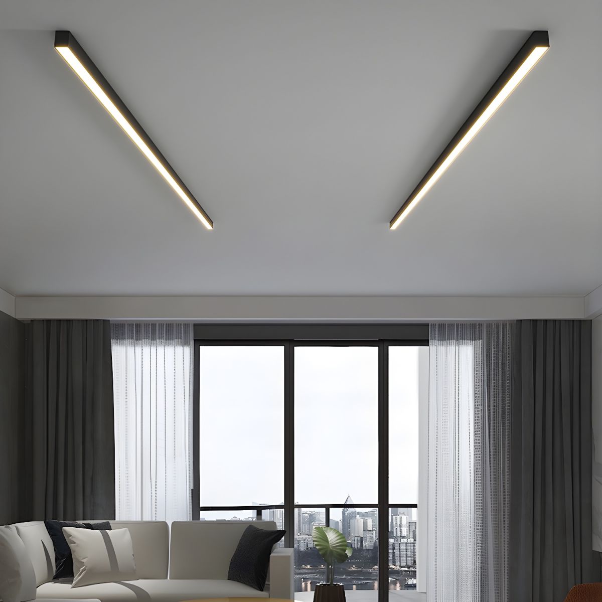 Minimalist Long Strip LED Ceiling Light for Living Room Bedroom and Hallway