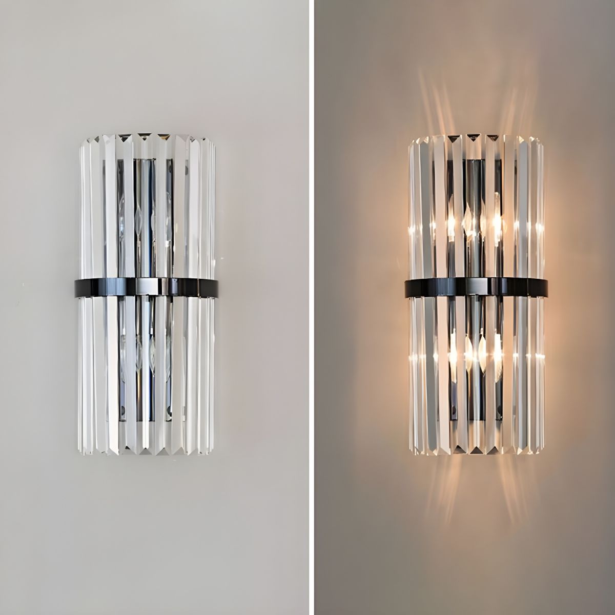 Stainless Steel Crystal Wall Light for Living Room