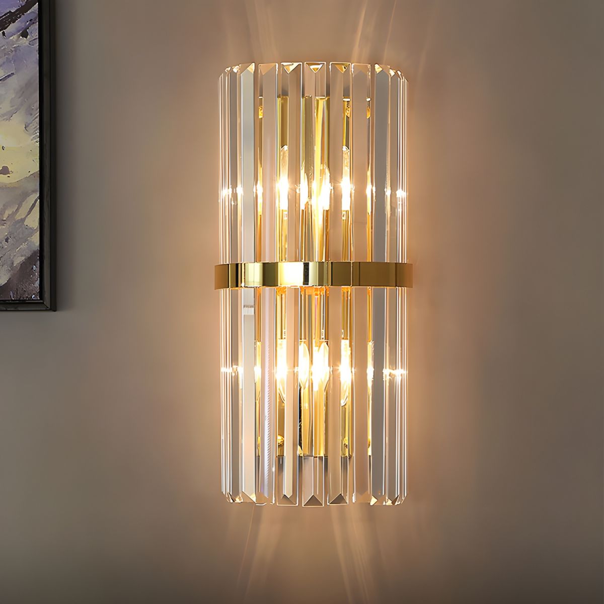 Stainless Steel Crystal Wall Light for Living Room