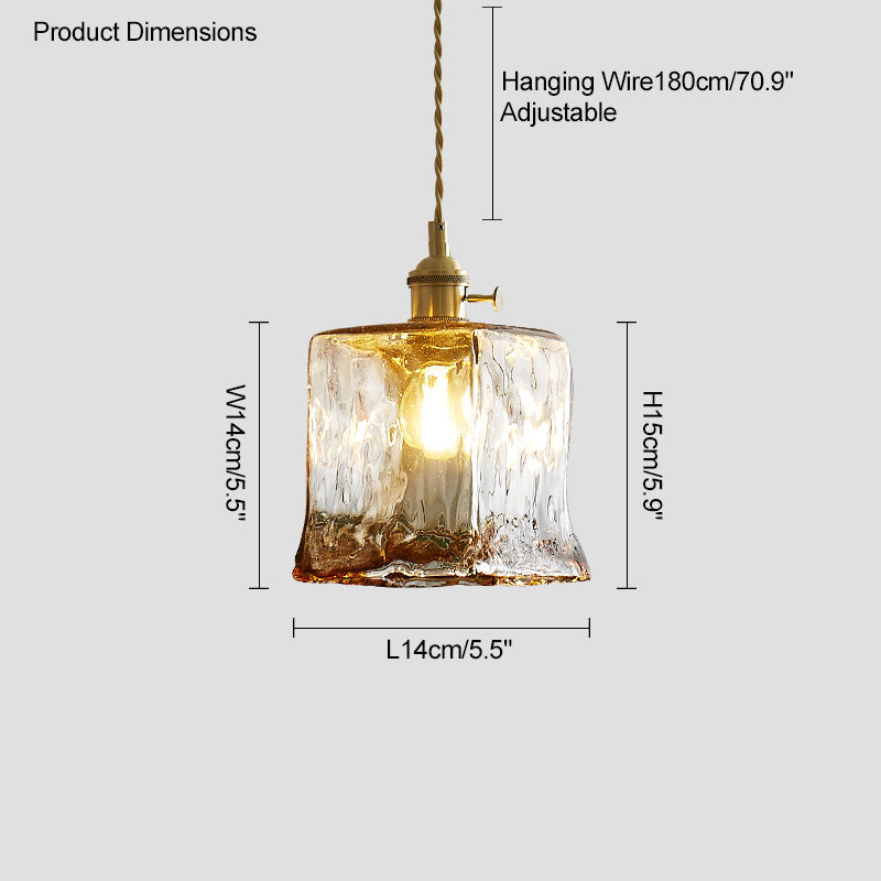 Amber Glass Vintage Pendant Light for Kitchen or Bedroom