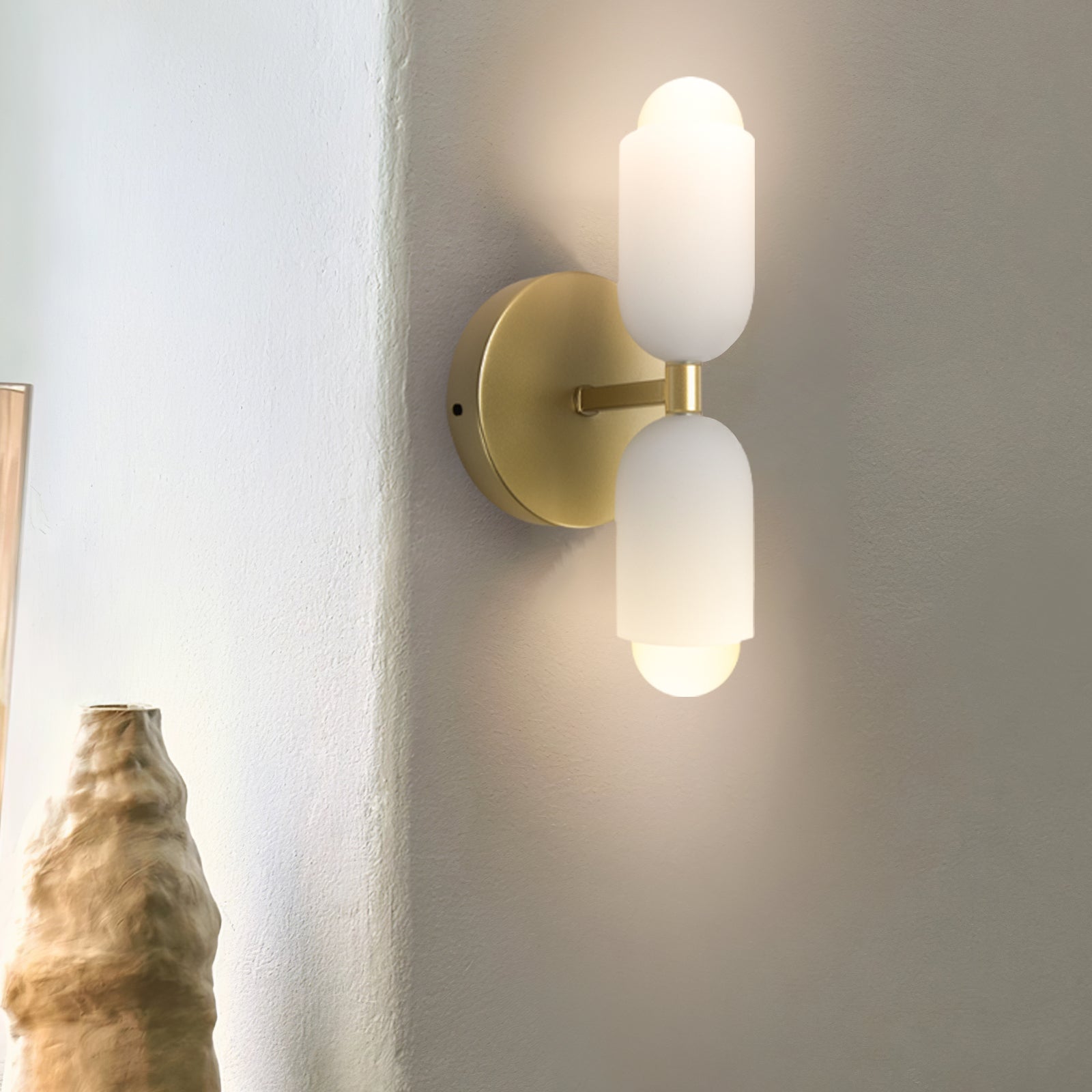 Modern Cream Double Head Wall Light – E14 LED Indoor Sconce