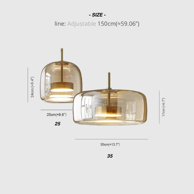 Minimalist Glass Pendant Light Warm Adjustable Modern Ceiling Fixture