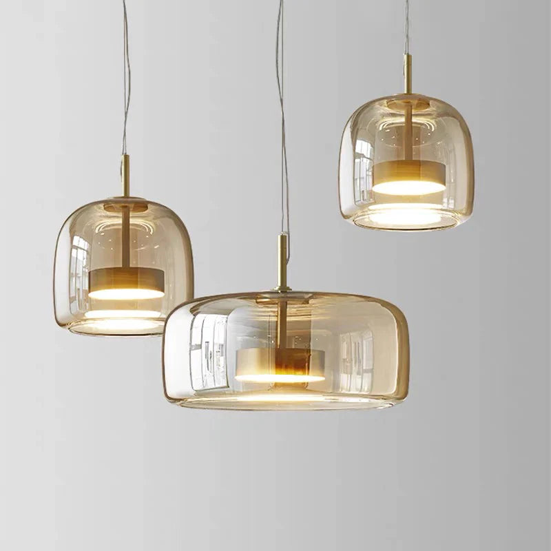 Minimalist Glass Pendant Light Warm Adjustable Modern Ceiling Fixture