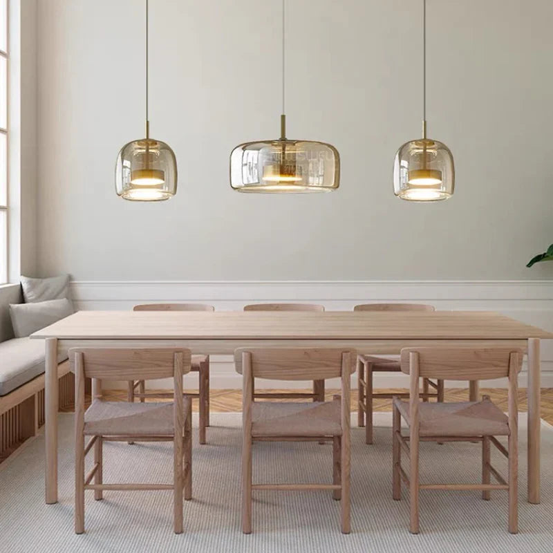 Minimalist Glass Pendant Light Warm Adjustable Modern Ceiling Fixture