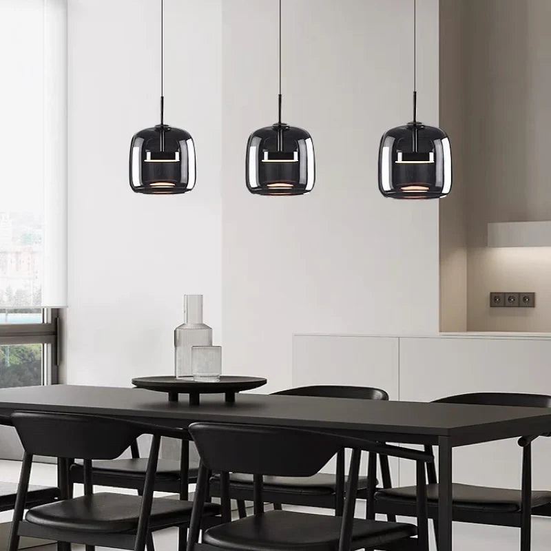 Minimalist Glass Pendant Light Warm Adjustable Modern Ceiling Fixture