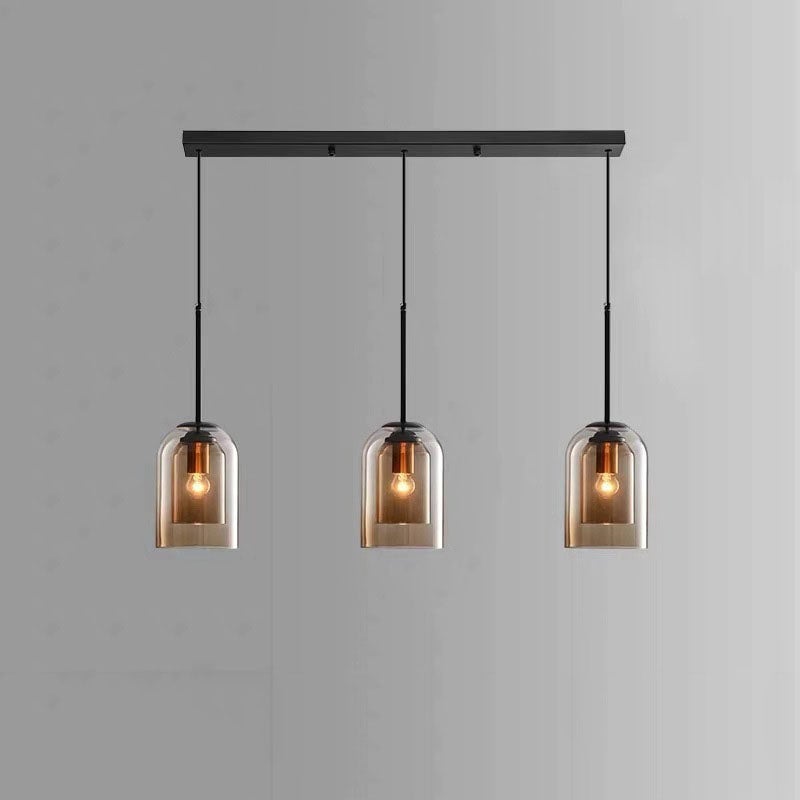 Modern Double Layer Glass Pendant Light for Dining Room and Kitchen