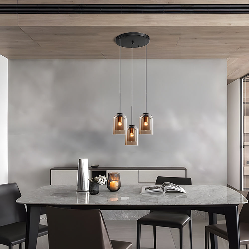 Modern Double Layer Glass Pendant Light for Dining Room and Kitchen