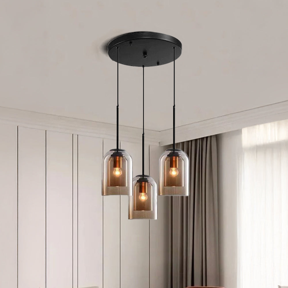 Modern Double Layer Glass Pendant Light for Dining Room and Kitchen