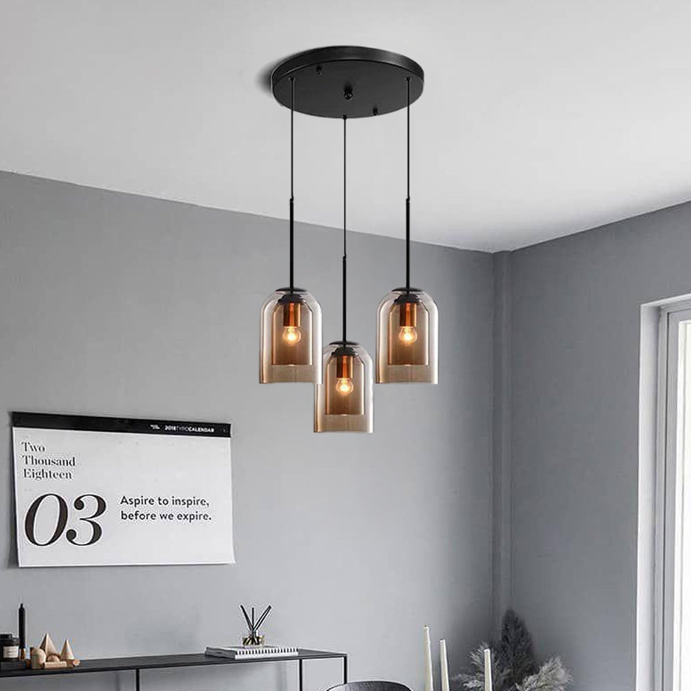 Modern Double Layer Glass Pendant Light for Dining Room and Kitchen