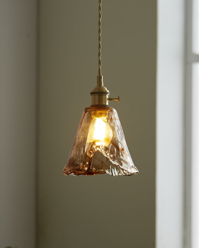 Amber Glass Vintage Pendant Light for Kitchen or Bedroom