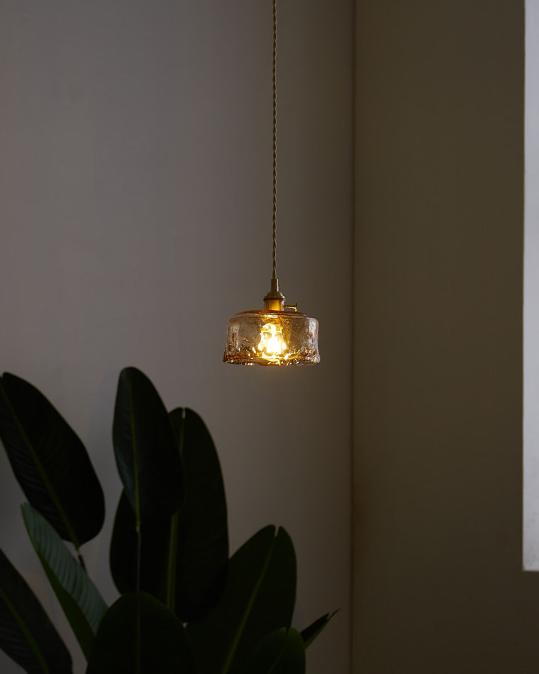 Amber Glass Vintage Pendant Light for Kitchen or Bedroom