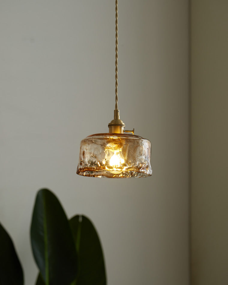 Amber Glass Vintage Pendant Light for Kitchen or Bedroom