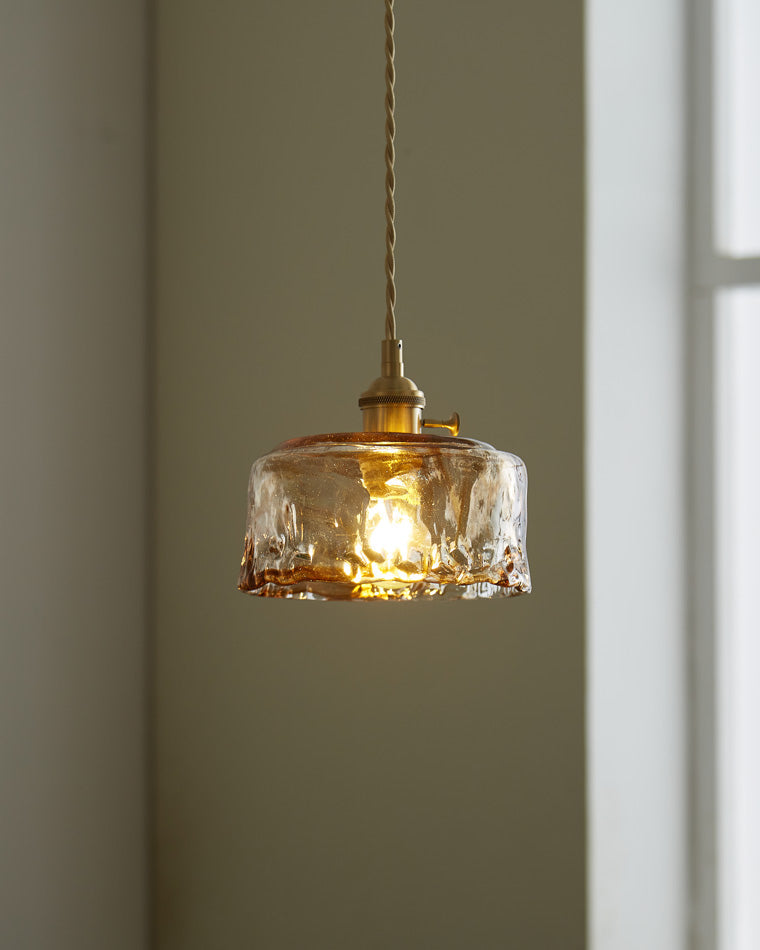 Amber Glass Vintage Pendant Light for Kitchen or Bedroom