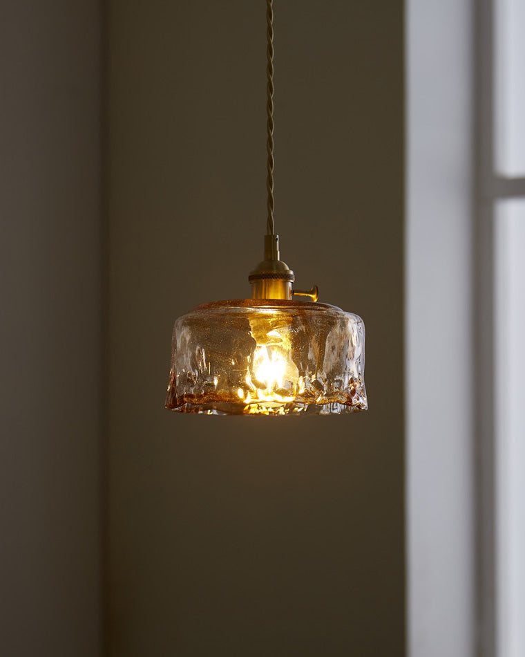 Amber Glass Vintage Pendant Light for Kitchen or Bedroom
