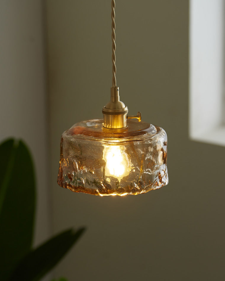 Amber Glass Vintage Pendant Light for Kitchen or Bedroom