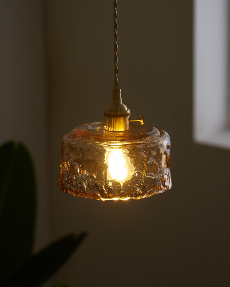Amber Glass Vintage Pendant Light for Kitchen or Bedroom