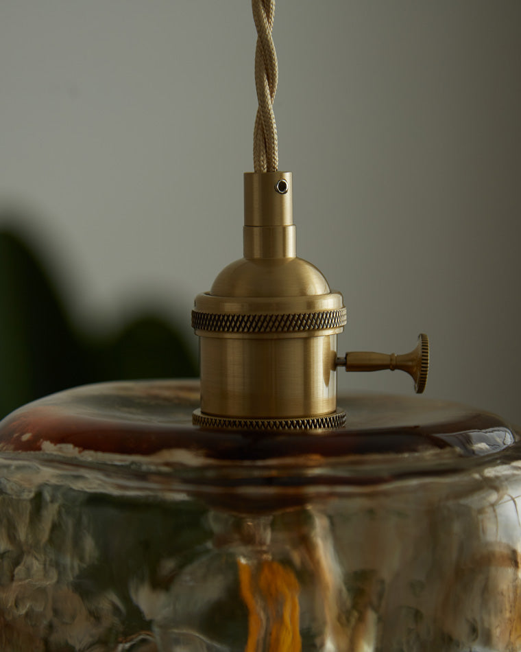 Amber Glass Vintage Pendant Light for Kitchen or Bedroom