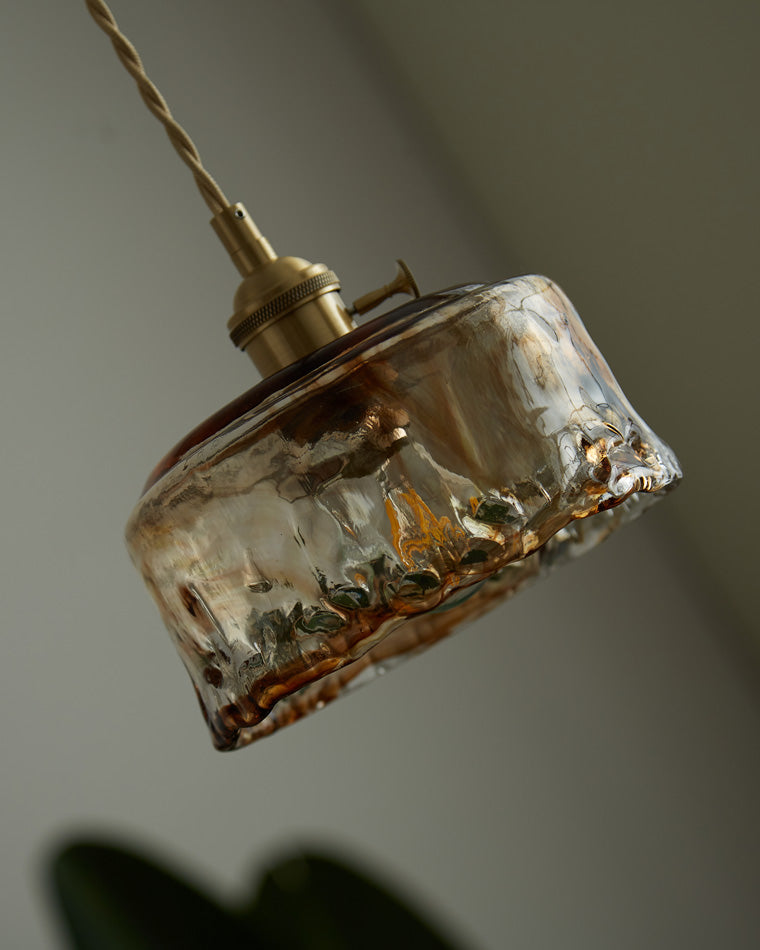 Amber Glass Vintage Pendant Light for Kitchen or Bedroom