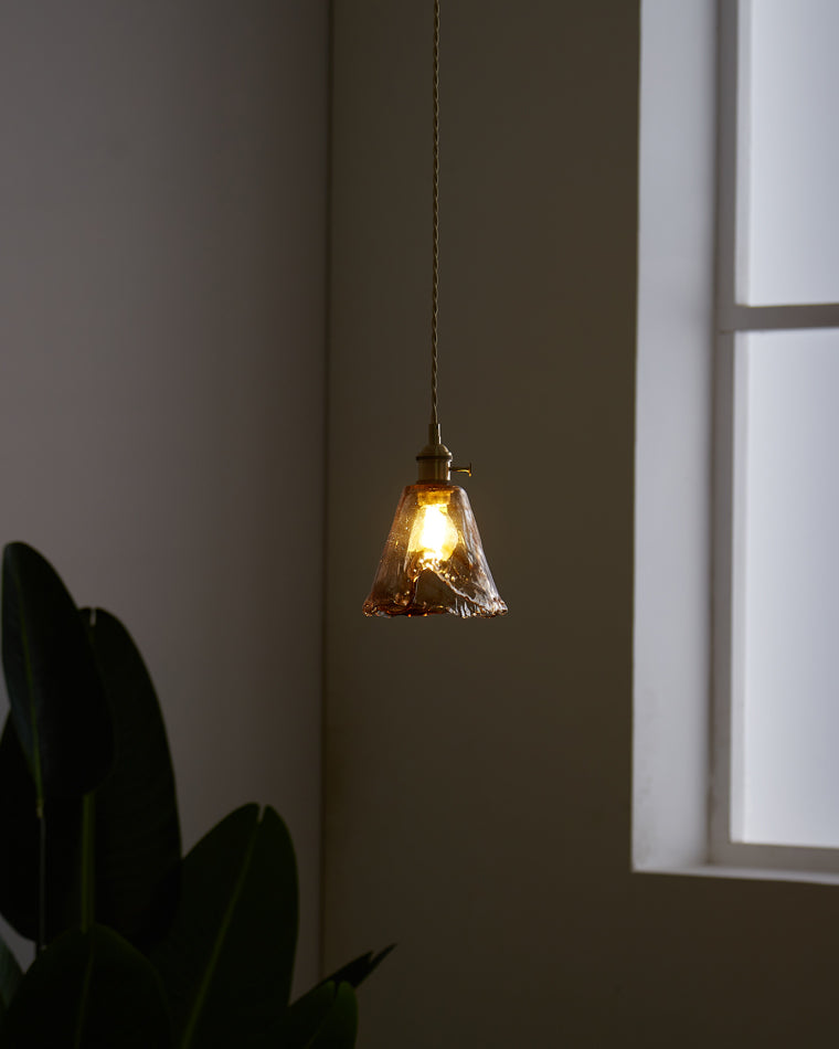 Amber Glass Vintage Pendant Light for Kitchen or Bedroom