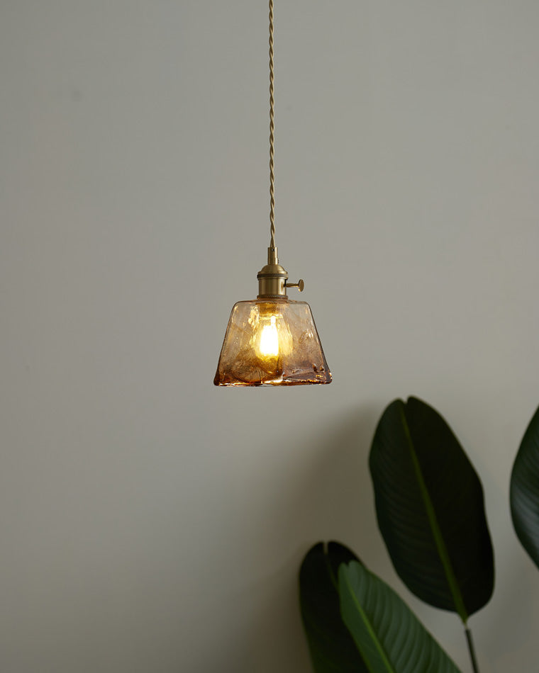 Amber Glass Vintage Pendant Light for Kitchen or Bedroom