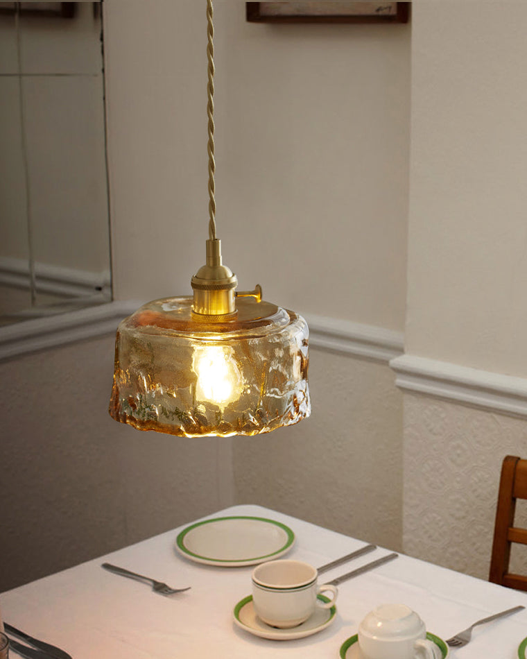 Amber Glass Vintage Pendant Light for Kitchen or Bedroom