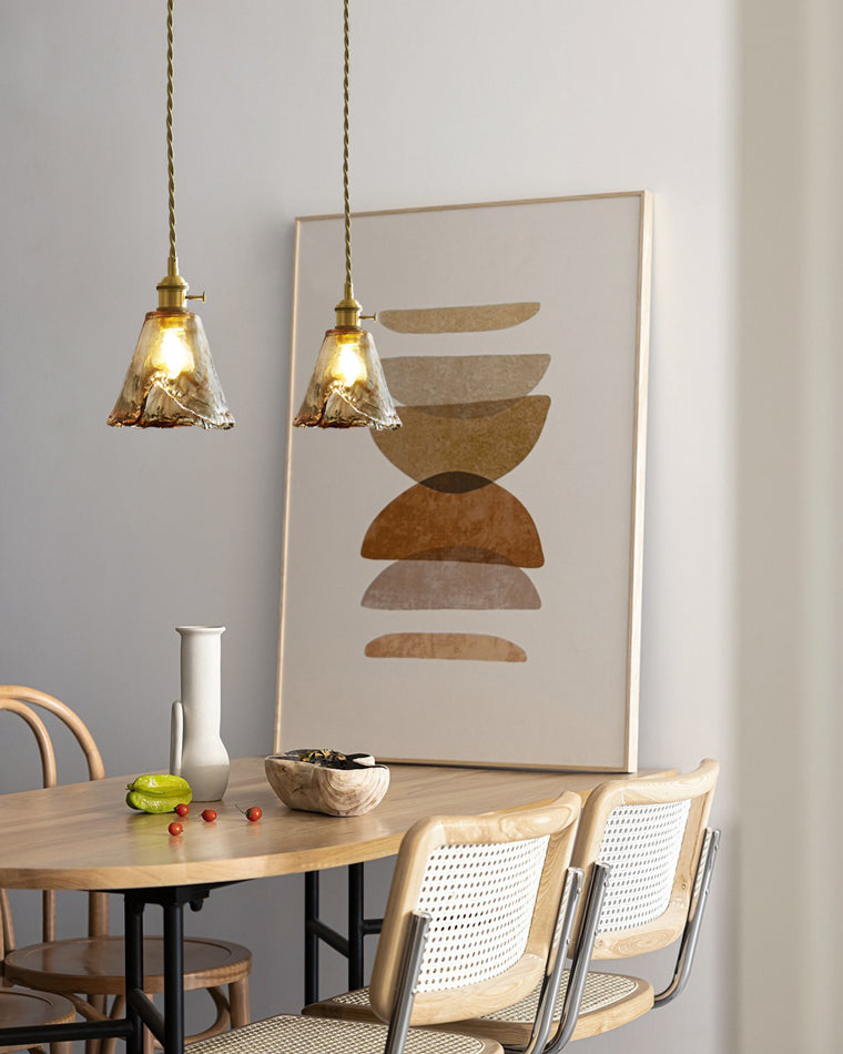 Amber Glass Vintage Pendant Light for Kitchen or Bedroom