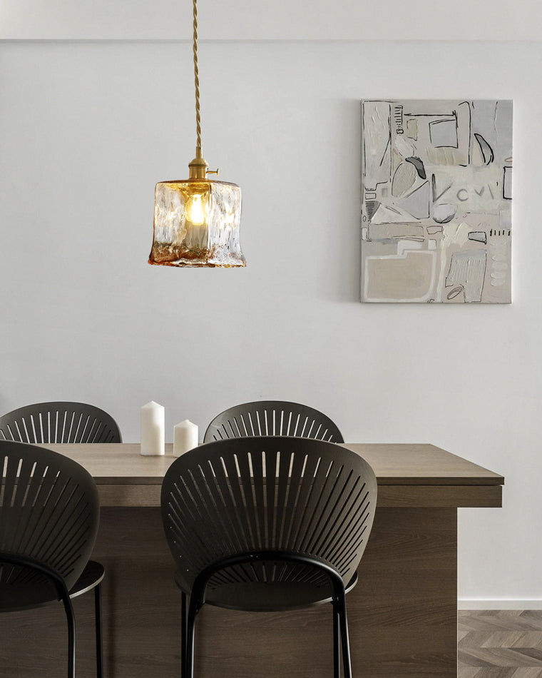 Amber Glass Vintage Pendant Light for Kitchen or Bedroom