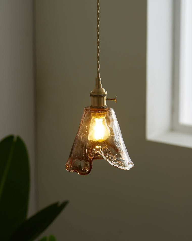 Amber Glass Vintage Pendant Light for Kitchen or Bedroom