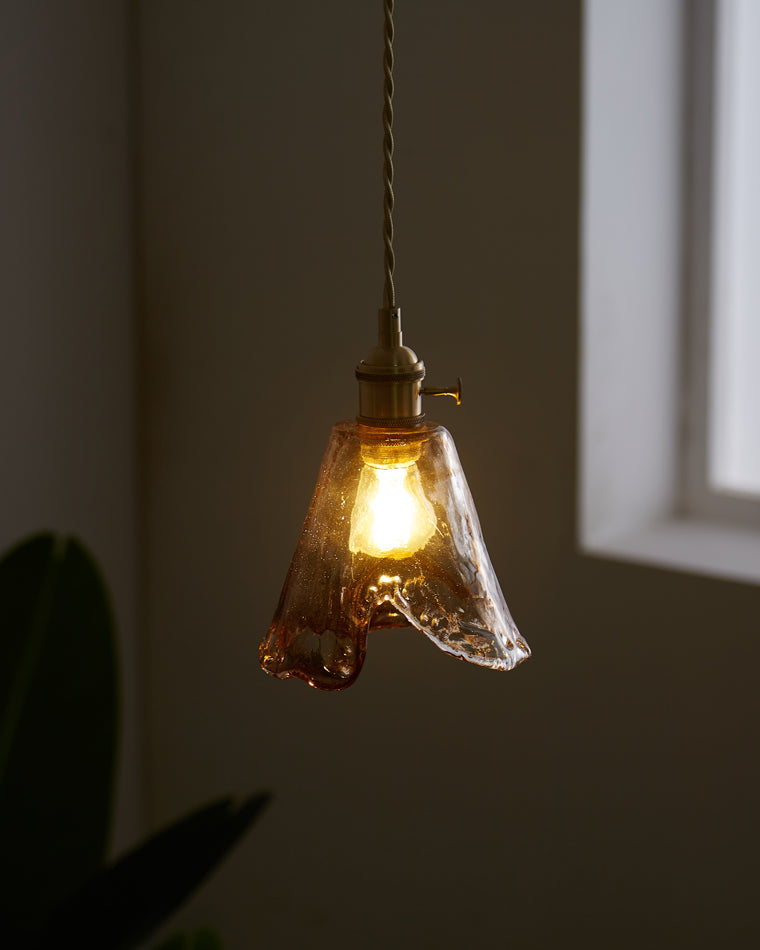 Amber Glass Vintage Pendant Light for Kitchen or Bedroom