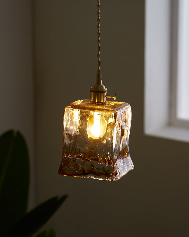 Amber Glass Vintage Pendant Light for Kitchen or Bedroom