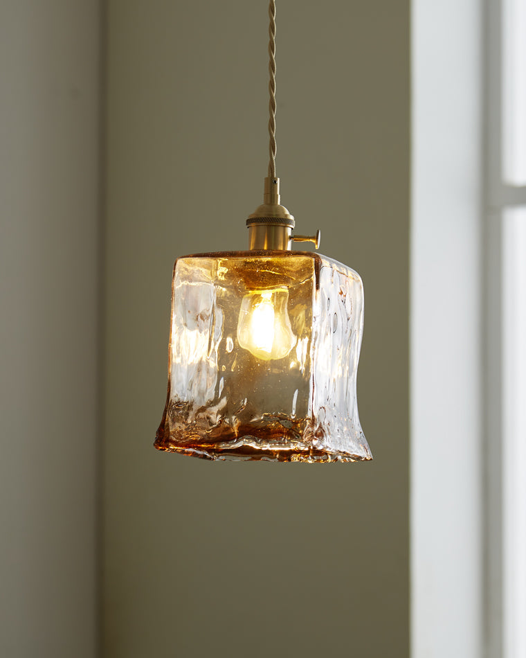 Amber Glass Vintage Pendant Light for Kitchen or Bedroom